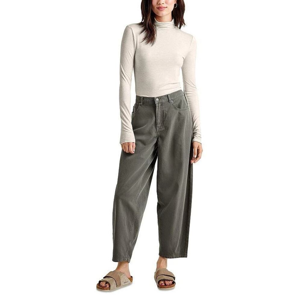 Splendid Women Pale Oak Heather Bamboo Jersey Casual Turtleneck Tee Size L - Picture 4 of 6